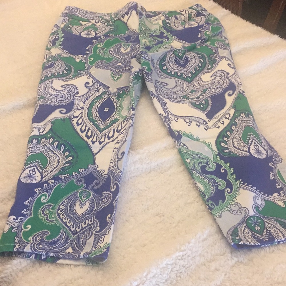 Patterned crops.  Chico’s size 2 (12-14)